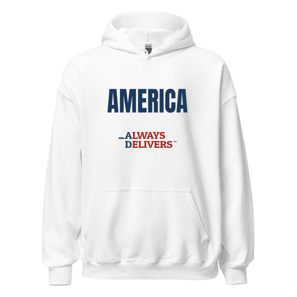 America Classic full color on white hoodie