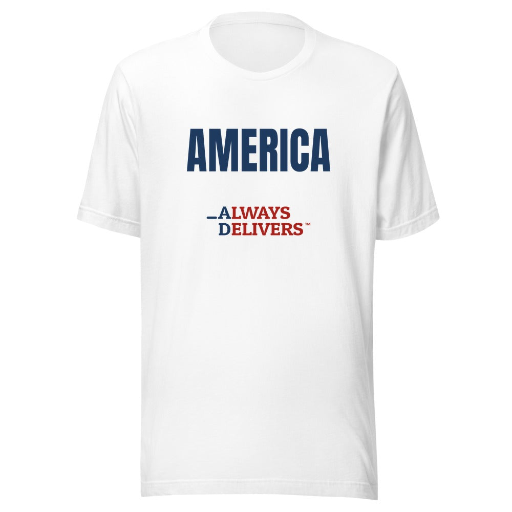 America Classic full color on white tee