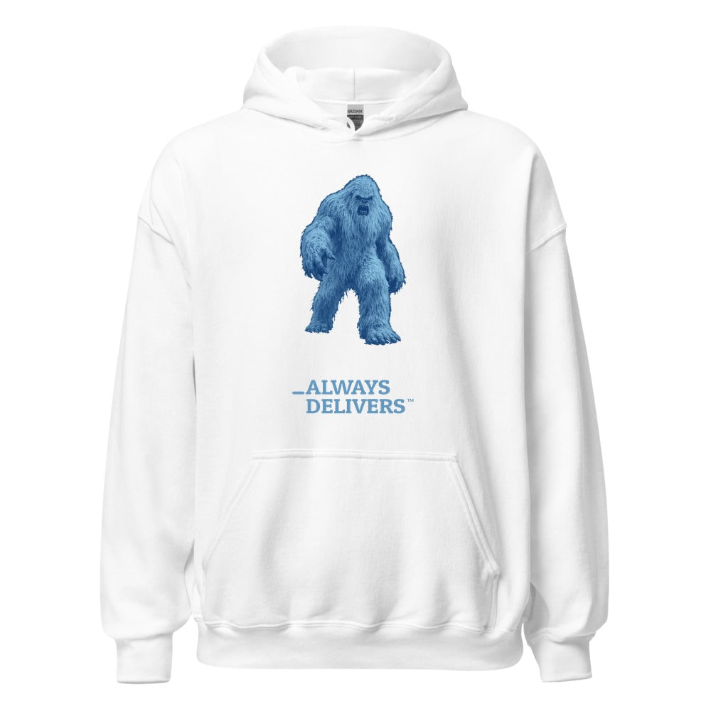Creatures Yeti Ice-Blue on white hoodie