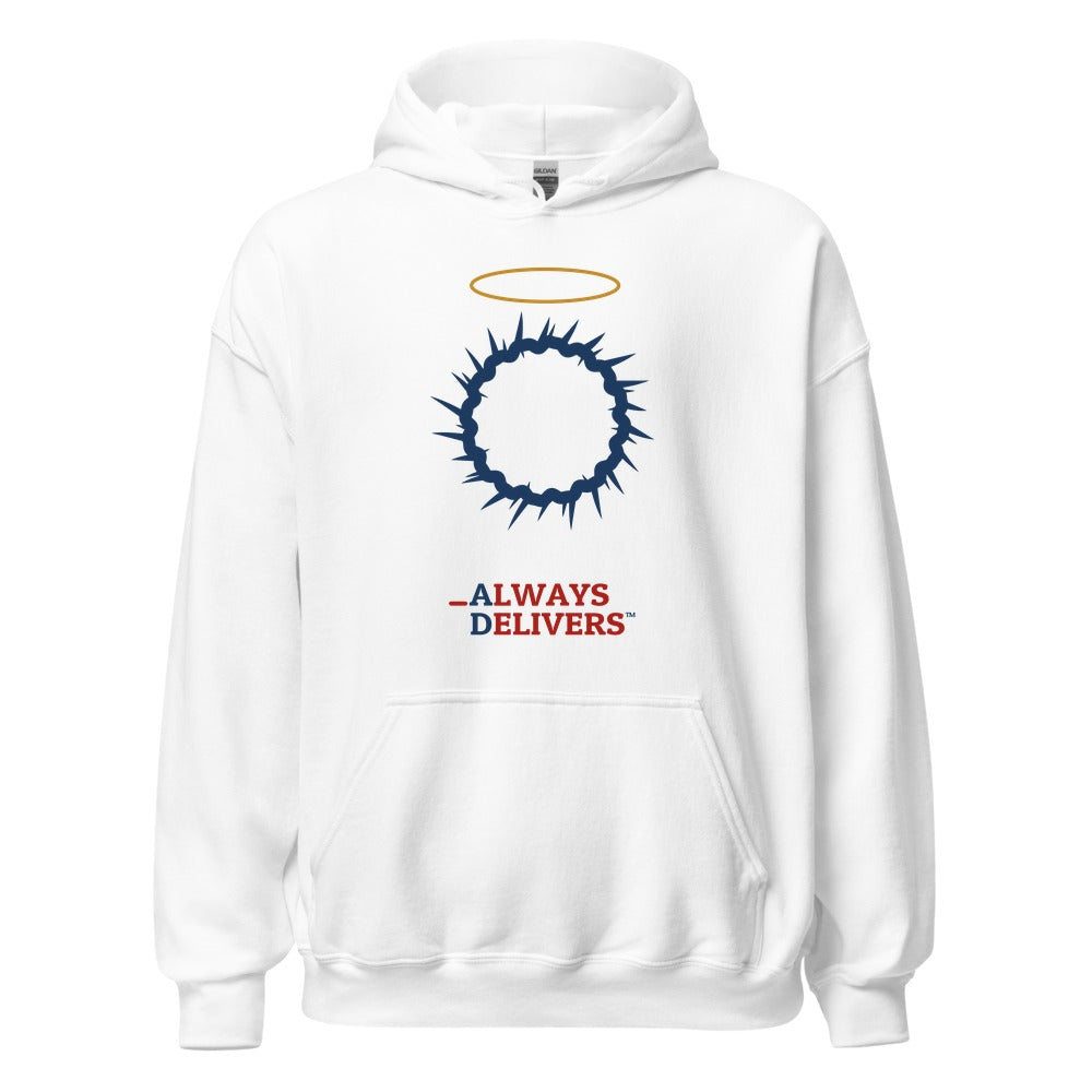 Crown of Thorns full color on white hoodie