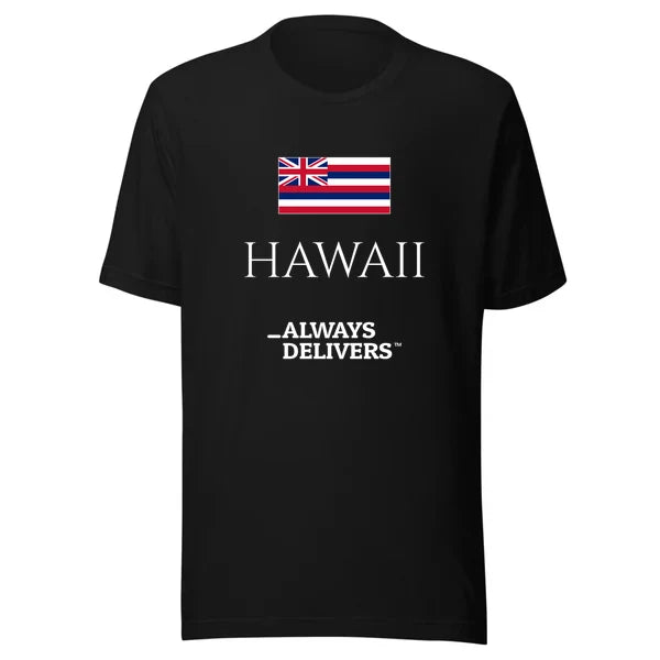 hawaii-always-delivers-tee|tee|black