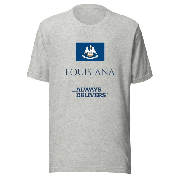 louisiana-always-delivers-tee|tee|heather