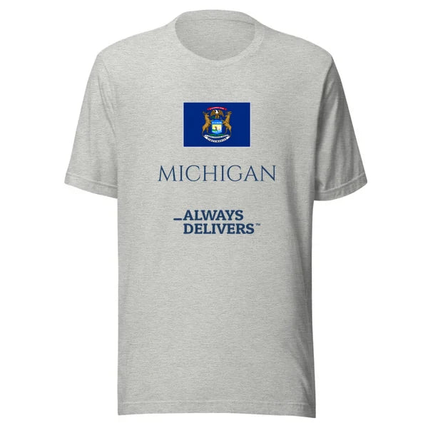 michigan-always-delivers-tee|tee|heather