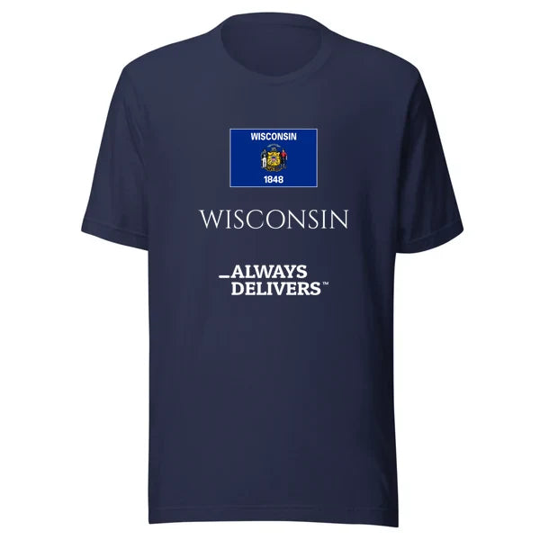 wisconsin-always-delivers-tee|tee|navy