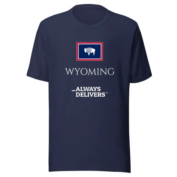 wyoming-always-delivers-tee|tee|navy